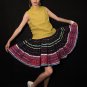 Hand Woven Embroidered Plaid Pleated Skirt Vintage Women Dress #115
