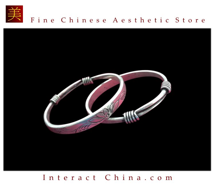 Tribal Silver Cuff Bracelet Chinese Ethnic Hmong Miao Jewelry #209 Unique Handmade