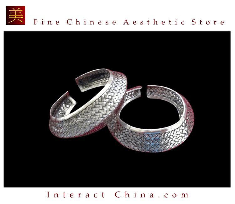 Tribal Silver Cuff Bracelet Chinese Ethnic Hmong Miao Jewelry #210 Unique Handmade