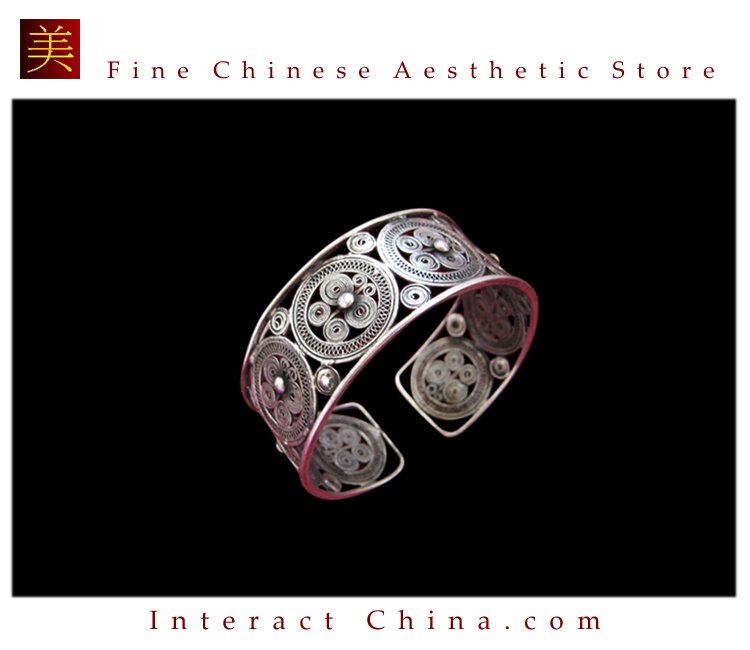 Tribal Silver Cuff Bracelet Chinese Ethnic Hmong Miao Jewelry #222 Unique Handmade