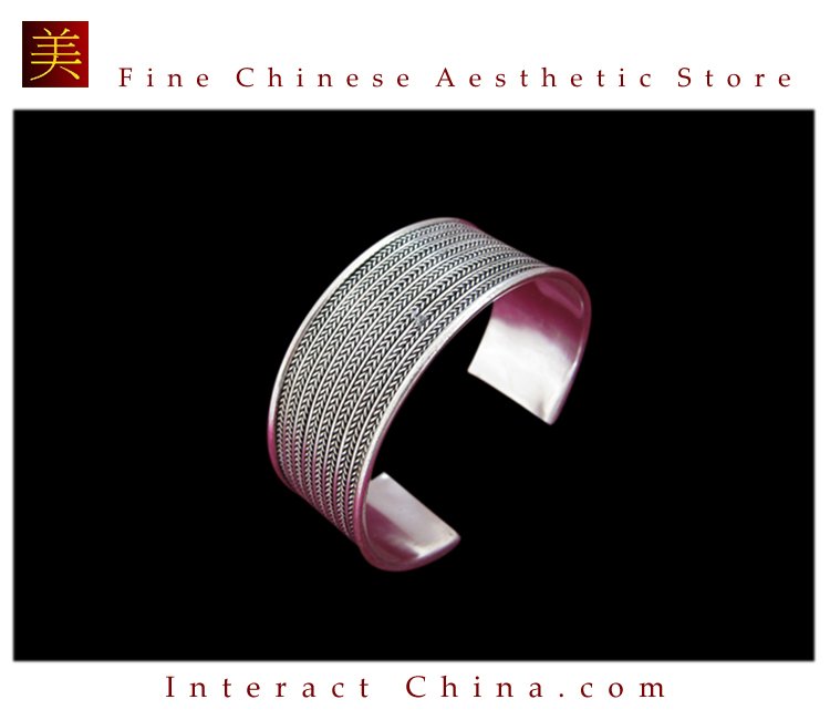Tribal Silver Cuff Bracelet Chinese Ethnic Hmong Miao Jewelry #229 Unique Handmade