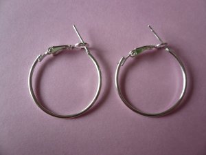 Silverplated Metal Hoop & Hook  Earwires 25mm