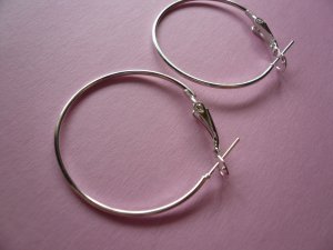 Silverplated Metal Hoop & Hook  Earwires 33mm
