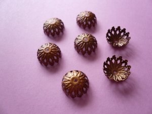Copper Color Flower Filigree Bead Cap 12mm
