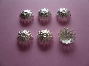 Silver Color Flower Filigree Bead Cap 12mm