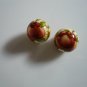 Red on White Floral Tensha Beads 12mm