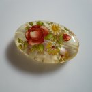 Red Tensha Floral Oval Pendant Focal Bead