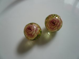 Pink Tensha Floral Beads 12mm