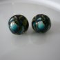 Blue on Black Tensha Floral Beads 12mm