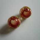 Red on Clear Floral Tensha Beads 12mm