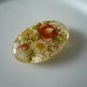 Red Tensha Floral Oval Pendant Focal Bead