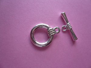 Silverplated Metal Round Toggle Clasps 11mm