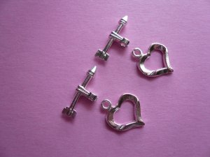 Silverplated Metal Heart & Arrow Toggle Clasps