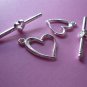 Silverplated Metal Heart Toggle Clasps