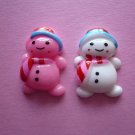 Pink & White Snowman Cabochons