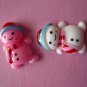 Pink & White Snowman Cabochons