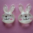 White Glitter Rabbit Bunny Cabochons