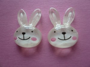 White Glitter Rabbit Bunny Cabochons