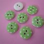 Green Polka Dot Wooden Buttons 15mm