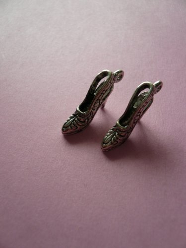 High Heel Antique Silver Shoe Charms 6PCS