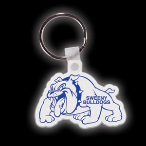 100 Custom Printed Soft Plastic Key Chains Key Tags Bulldog Shape Item# KF721