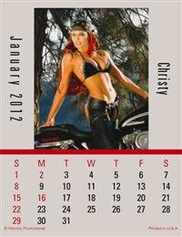 150 Custom Printed Press N Stick Small Auto 2012 Calendars (Biker Babes bikinis) Item#V8893