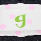 NEW COTON COLORS MONOGRAM INITIAL G POLKADOT TRAY DISH