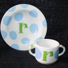 NEW COTON COLORS MONOGRAM INITIAL R CERAMIC BOWL & CUP