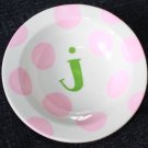 NEW COTON COLORS J MONOGRAM PINK POLKADOT CERAMIC BOWL