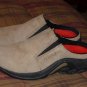 Womens size 5 MERRELL tan suede slides shoes,clogs,used