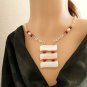 Set 7 Necklace and Earrings Ivory Color Shell With Red and White Faux Pearls