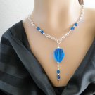 Set 12 Necklace and Earrings Blue Glass Asymmetrical Bead