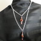 Set 14 Necklace and Earrings Double Drop Chocolate Faux Pearls