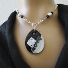 Set 16 Necklace and Earrings Black and White Lampwork Glass