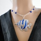 Set 2 Necklace and Earrings Blue Butterfly Fish