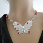 Set 4 Necklace and Earrings Butterfly with Red Swarovski Rhinestones