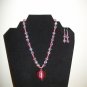 038 Pink Teardrops Necklace Set