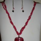 041 Pink Heart Trio Necklace Set