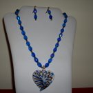 050 Blue Heart Necklace Set