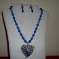 050 Blue Heart Necklace Set