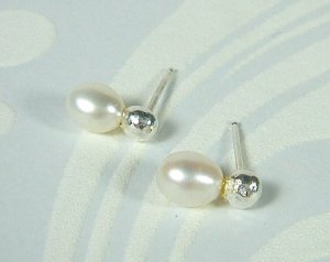 Melted Pearl Studs - Sterling SIlver