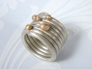Melted Ring - Sterling SIlver and 9ct Yellow Gold
