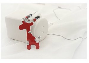 Cute Red Rhinestone Giraffe Pendant