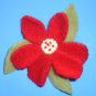 RED FELTED WOOL FLOWER PIN