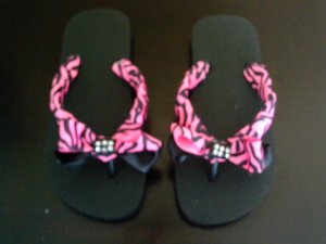 Pink zebra flip flop