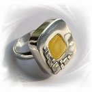 Artisian Handcrafted Designer Sterling Silver Amber Ring