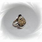 Artisian Handcrafted Designer Sterling Silver Rose Ring With 14k Gold Accent