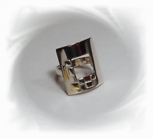 Artisian Handcrafted Designer Sterling Silver Ring With 14K Gold Accent Deco