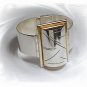 Artisian Handcrafted Designer Sterling Silver Cuff Bracelet Bangle With 14K Gold Accent