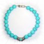 Artisian Handcrafted Designer Sterling Siver and Carved Blue Turquoise Bead Collar Necklace